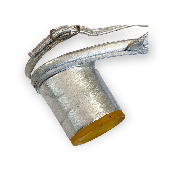 Michel Perry silver leather caged sling back sandal, Size 37 EU, Vintage from 90 - Picture 13 of 13